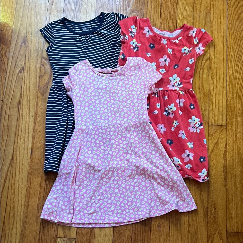 Floral and Striped Kids Dress Set (3)